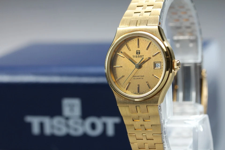 [MINT in BOX] Vintage TISSOT Seastar Gold Plated Quarz Damenarmbanduhr Aus JAPAN - Bild 3 von 4