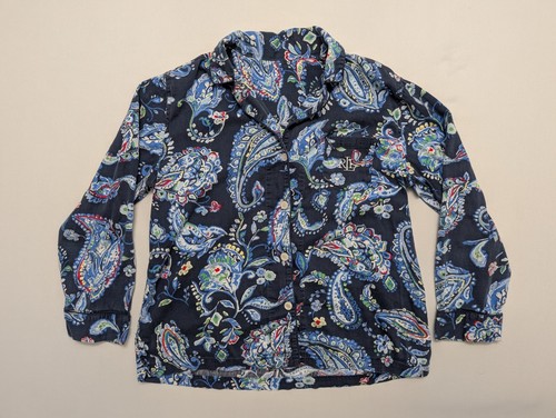 Lauren Ralph Lauren Sleep Shirt Mens S Blue Floral Paisley Cotton Blend