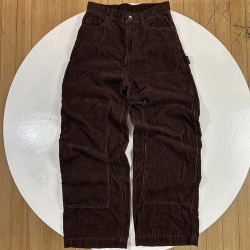 VTG Corduroy Pants Men Size 28x31 Brown Baggy Double Knee Skater Y2K Grunge Rock