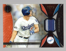 COREY SEAGER 2017 TOPPS TRIBUTE ORANGE 2-COLOR PATCH #18/25 **DODGERS**