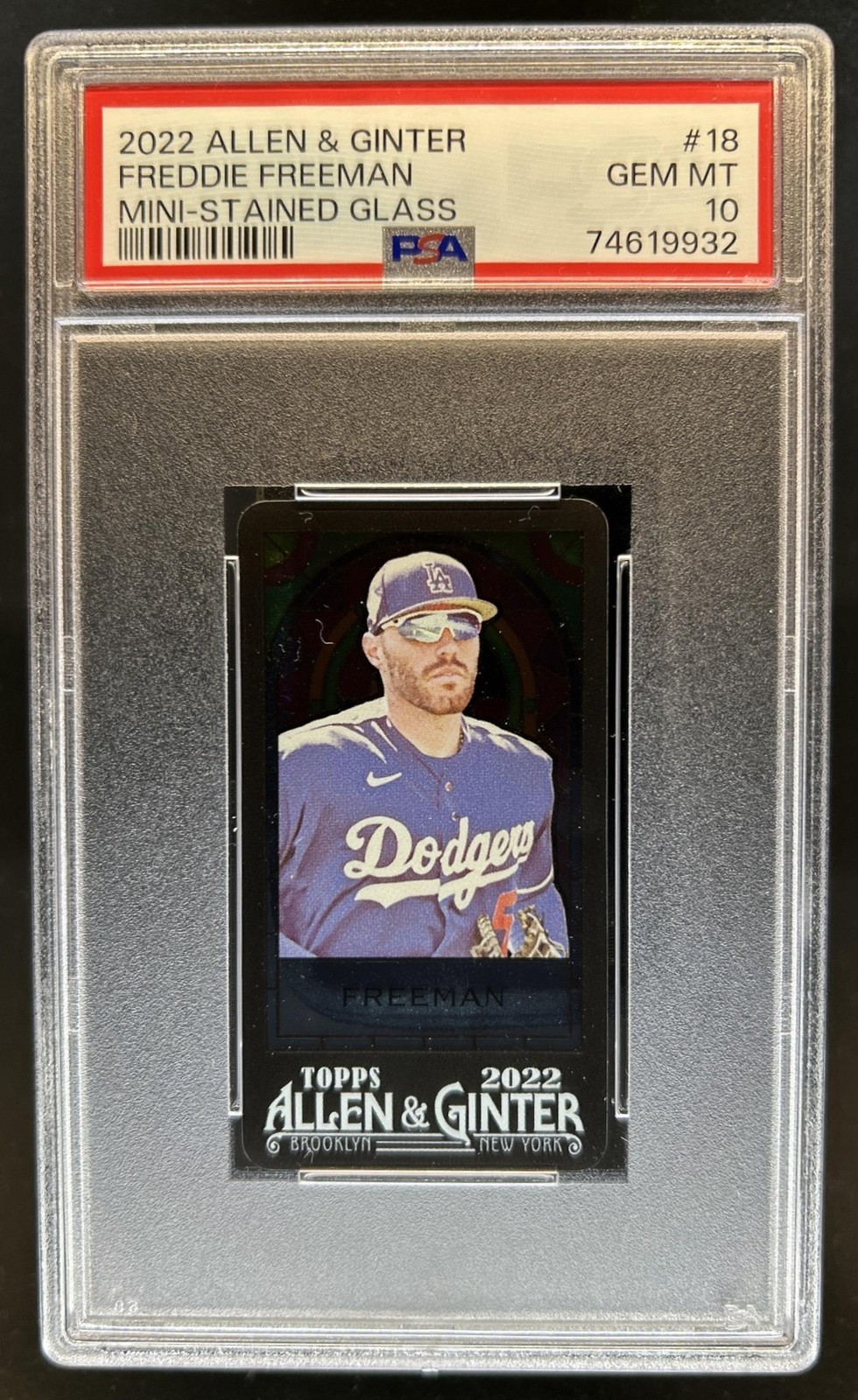 2022 Topps Allen & Ginter Freddie Freeman Mini Stained Glass #18 Dodgers PSA 10