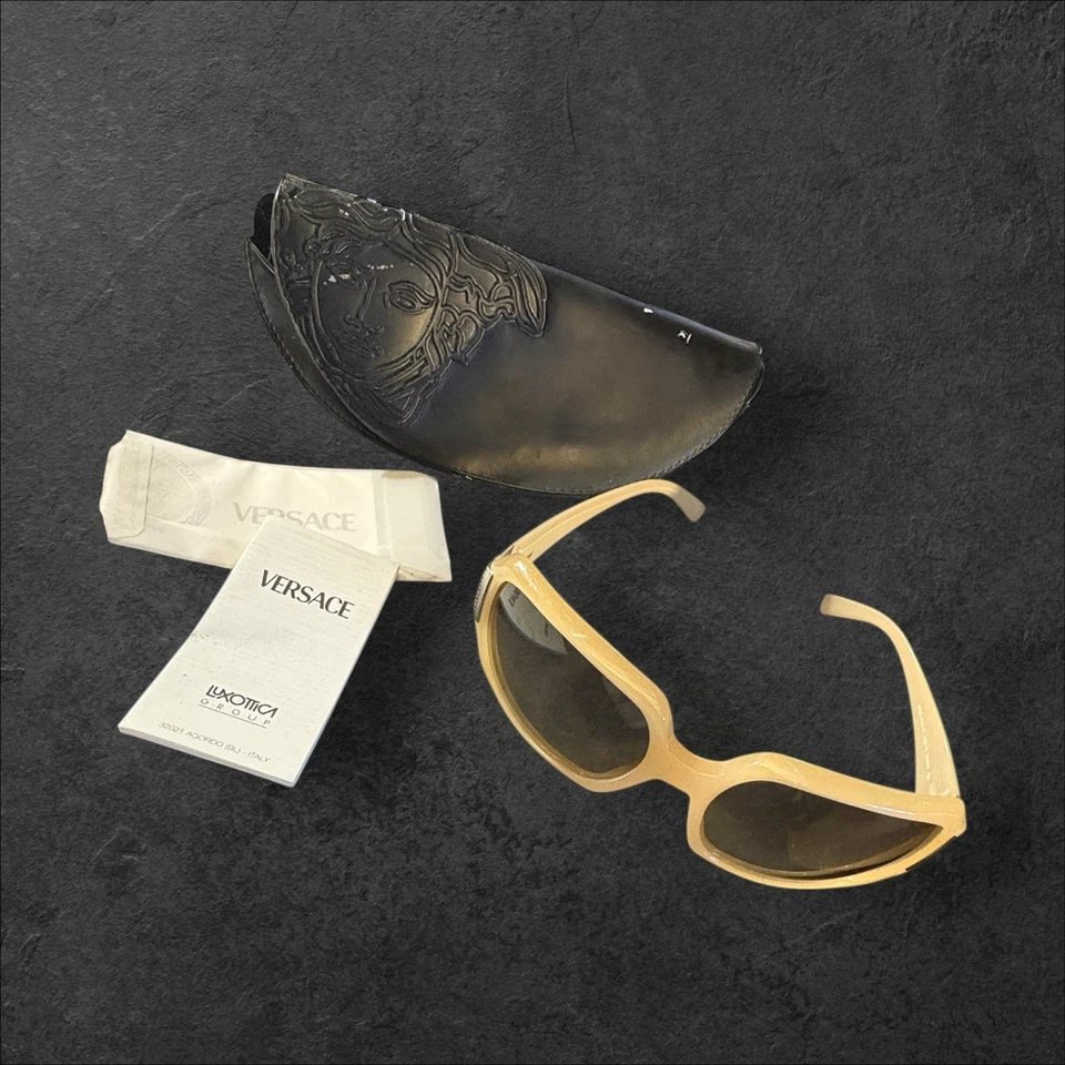 Versace Sunglasses Mod 4050-B 329/13 Preowned Pearly Beige with ALL Crystals - Image 4 of 4