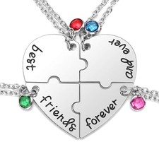 4pcs/set Best Friend Forever and Ever Necklaces Heart Puzzle BBF Friendship Pend