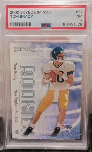 2000 SKYBOX IMPACT #27 TOM BRADY ROOKIE RC PSA 7
