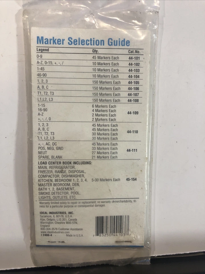 Folleto marcador de alambre ideal 44-103, leyenda: 1-45 Foto 4 de 4