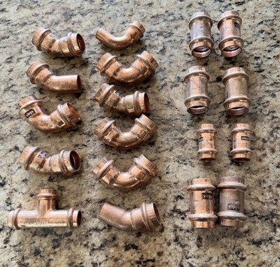 Viega ProPress Copper Fittings Lot 1  & 3/4  Elbows Couplings Tee Press