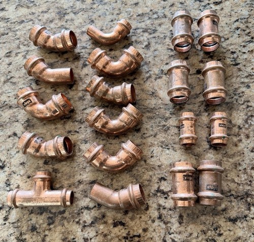 Viega ProPress Copper Fittings Lot 1โ & 3/4โ Elbows Couplings Tee Press