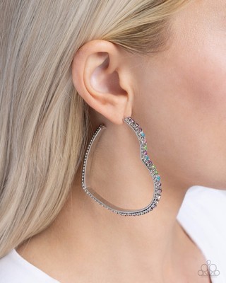 New Paparazzi Jewelry-Halftime Hearts Hoop Earrings-Multicolor