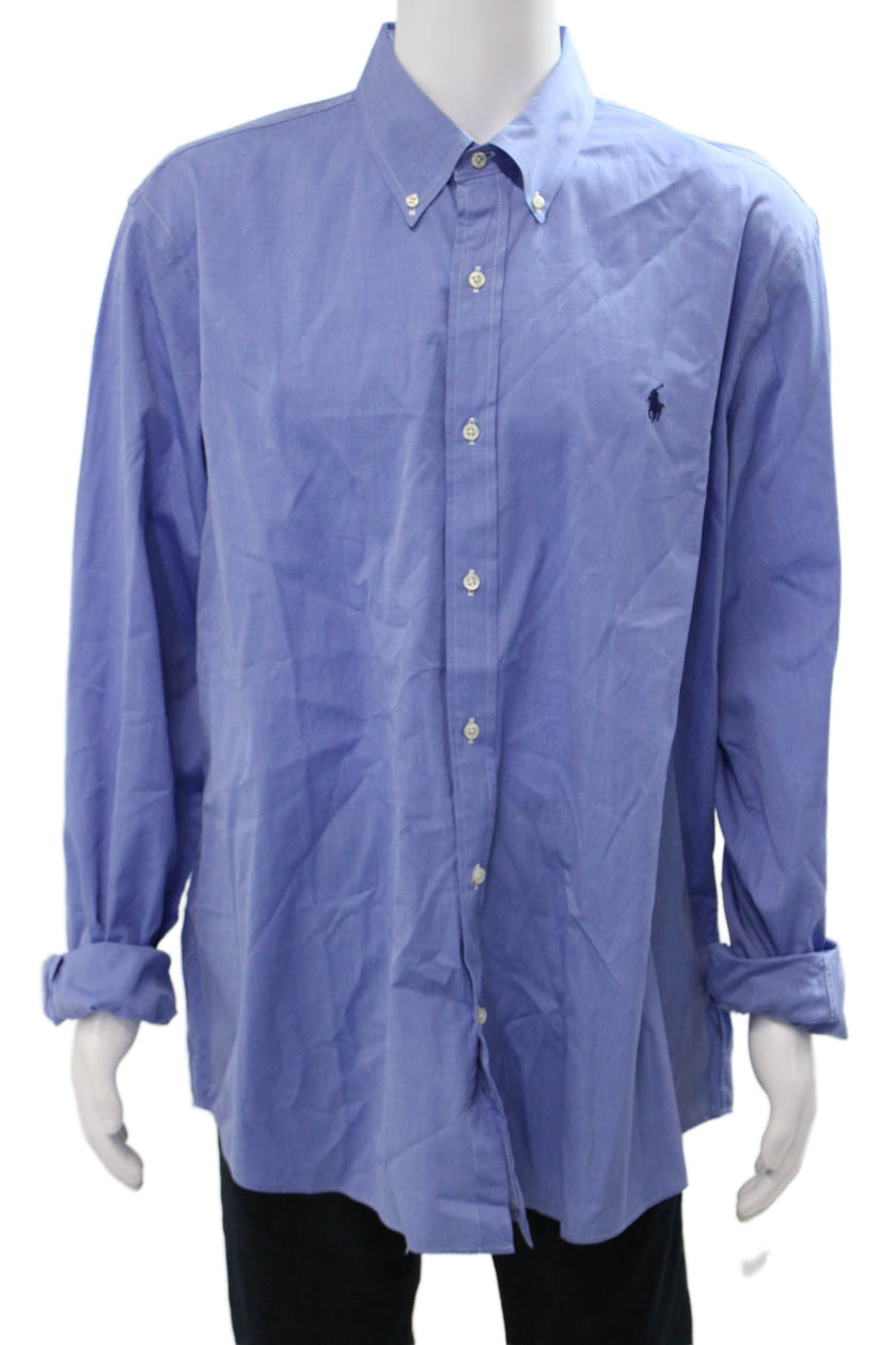 Polo Ralph Lauren Mens Cotton Collar Long Sleeve Button-Down Shirt Blue Size 2XLFree Shipping in US $100+ Orders | $6.95 Orders Below