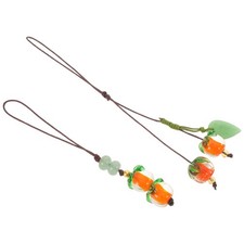 2pcs Phone Charms Straps: Cell Lanyard Decoration with Persimmon Charm - Cute
