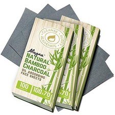 3 PK Oil Blotting Sheets- Natural Bamboo 100 Count Pack of 3 , Grey