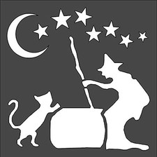 Witch Silhouette Wall Art Reusable Plastic Stencil - StencilAir