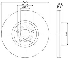 2x Bremsscheibe innenbelüftet 8DD 355 133-111 HELLA für MINI BMW