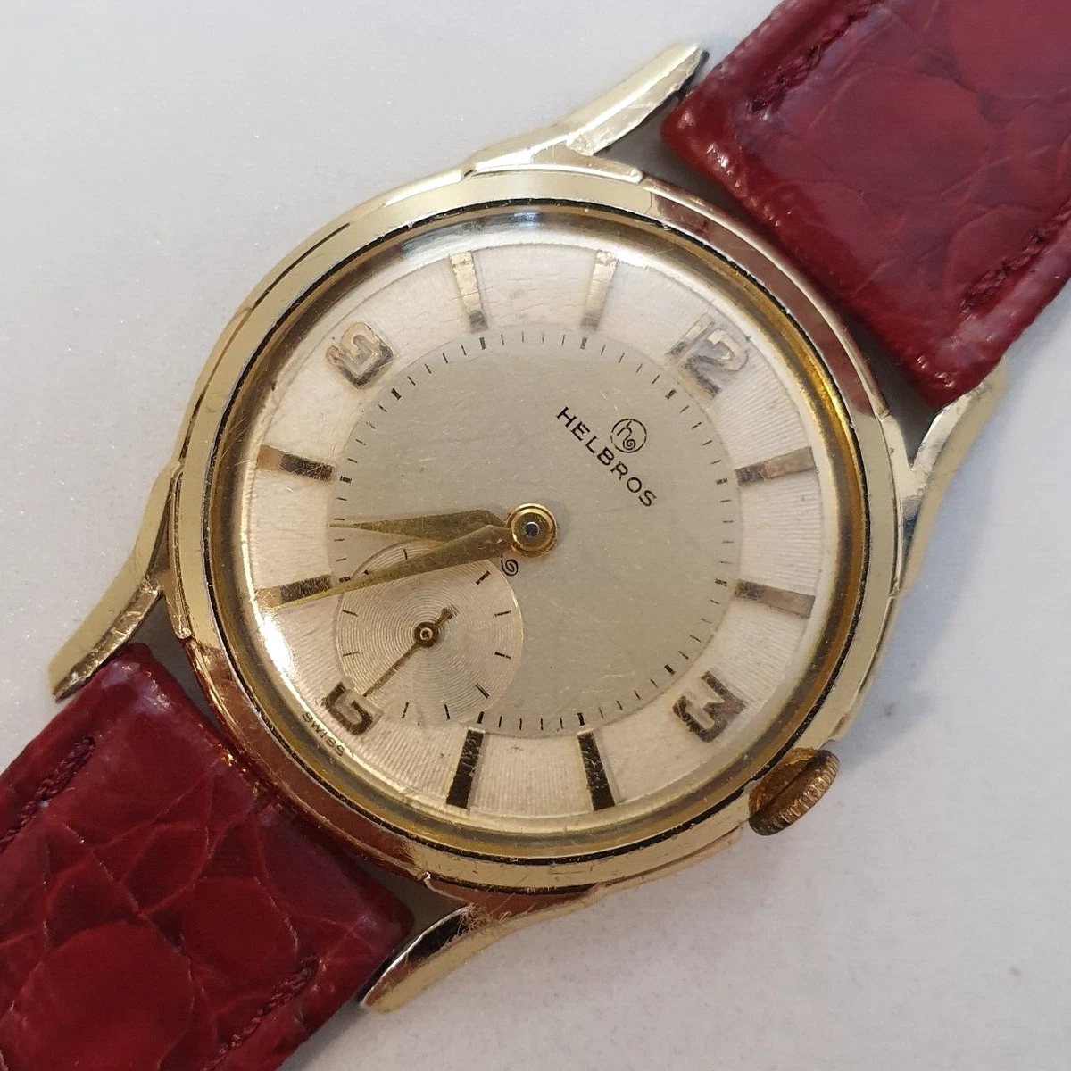 Montre Bracelet Helbros Mécanique Manuelle Vintage Des Années 1970 - 17 Rubis, Boîtier Et Bracelet Or Jaune