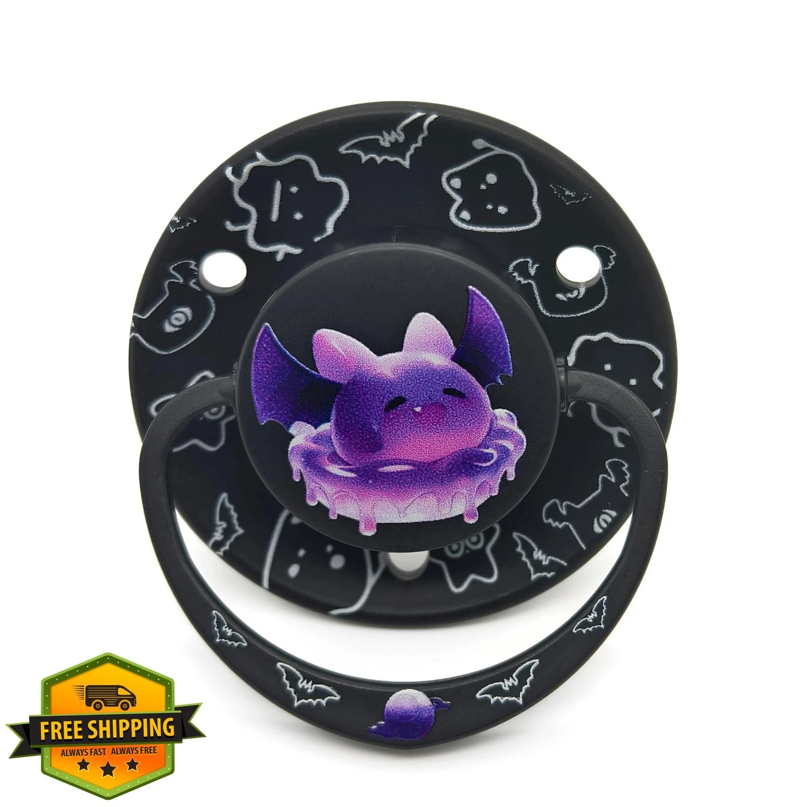 ScribbleHourglass Black Bat Pacifier Sleep Stress Relief