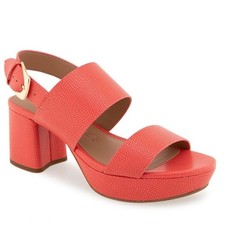 NWT Aerosoles Camilia Round Toe Platform Sandals Coral Lizard Embossed 7.5