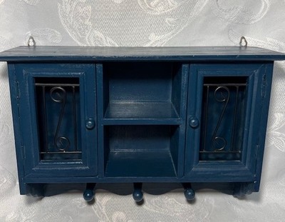 Colonial Blue Wooden Shelf/Cabinet
