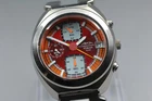 Vintage 1996 Seiko Alba AKA V657-6030 Orange Dial Quartz Mens Watch From JAPAN