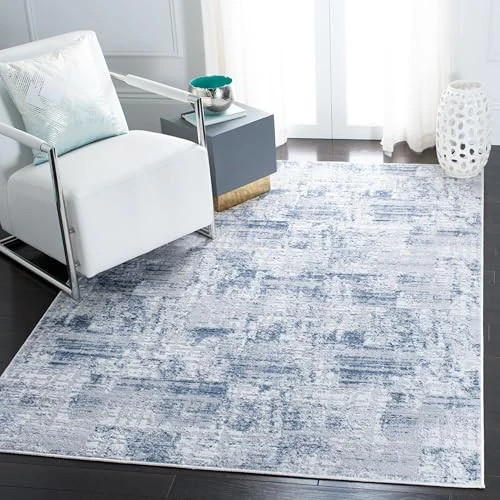  Amelia Collection Area Rug - 6' x 9', Navy & Light Grey, Modern Abstract  - Image 2 of 4
