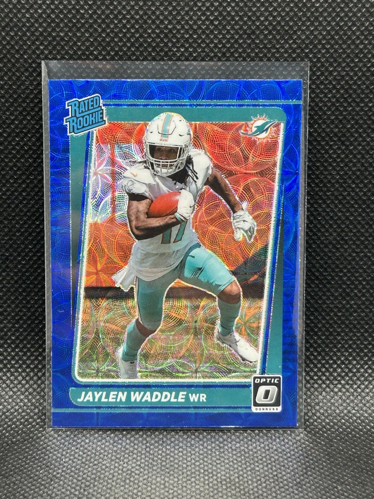 2021 Panini Donruss Optic Jaylen Waddle - Rated Rookie Blue Scope Prizm #208