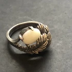 STERLING SILVER 925 Lot Ring A9 Sz 5 Fire Pink White Opal Vintage Feather Navajo