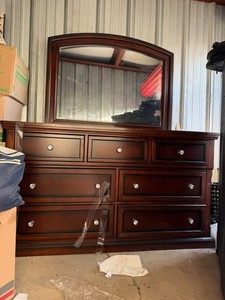 Signature Design by Ashley Porter Bedroom Set Dresser Mirror Chest Wood Cherry