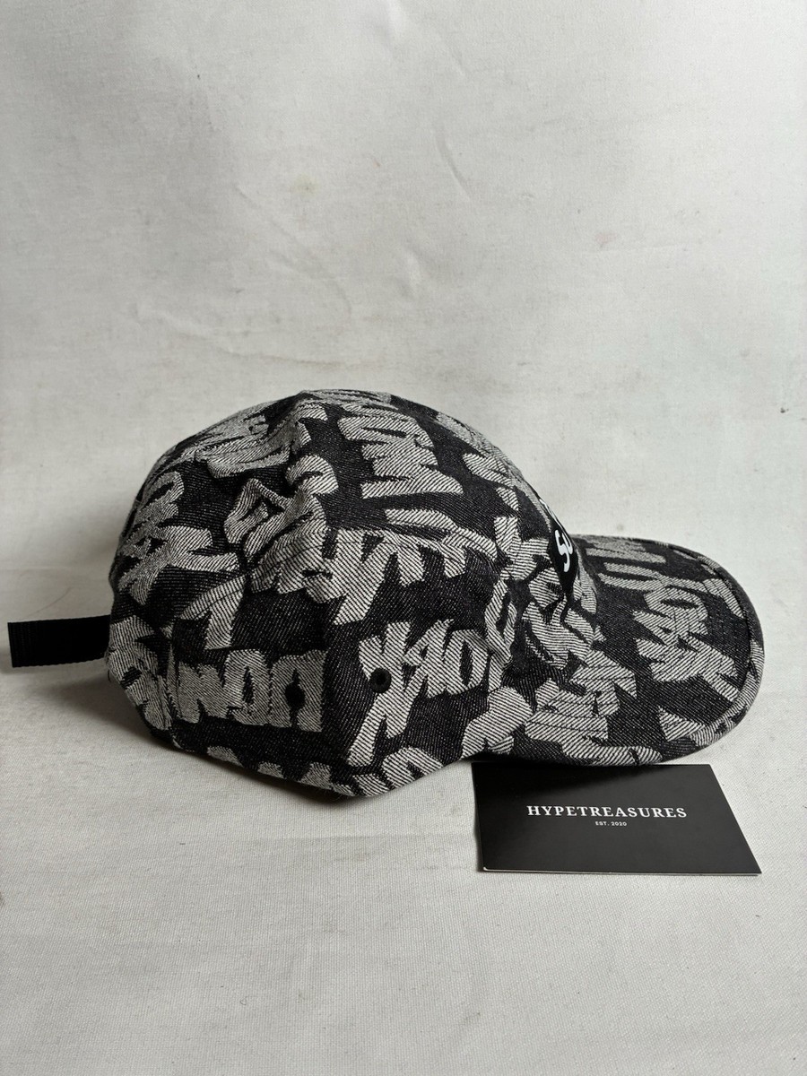 NEW Supreme Fat Tip Jacquard Denim NEW YORK Camp Cap BLACK  display picture 3