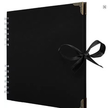 Scrapbook Album 60 Pages 8 x 8 inch Black Thick 180gsm Kraft Paper, Corner