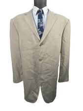 JOSEPH  FEISS Mens Beige Tan BIG  TALL SILK Sport Coat Blazer Suit Jacket 48R