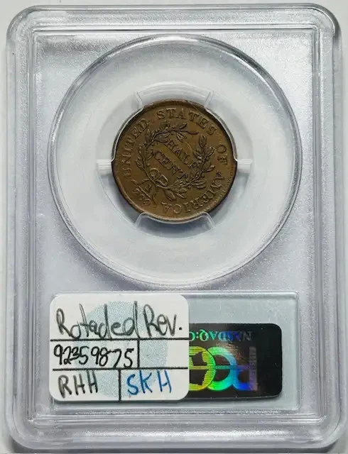 1804 P Полцента Драпированный Бюст Медь PCGS XF-45 BN Простые 4 Без Стержней Вращающаяся Версия. - Изображение 2 из 2