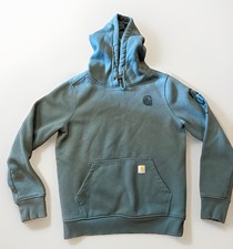 Carhartt Women s Relaxed Fit Graphic Sleeve Hoodie Green Small Logo Pocket