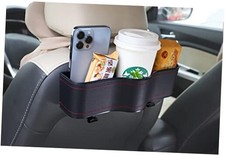 Car Headrest Backseat Organizer with Cup Holders, Seat Back PU leather