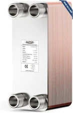 AlorAir 5"x12" 50-Plate Heat Exchanger 1-1/4" MPT for Heating/Refrig 1Y Warranty