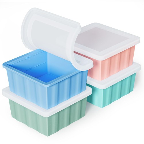 Silicone Freezer Tray for Soup Ice Cubes 2-Cup Freezing Tray with Lid for Mea... - Bild 1 von 13