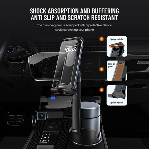 Car Cup Holder Phone Mount Universal Auto Cell Phone Tablet Stand & Drink Expand - Picture 4 of 18