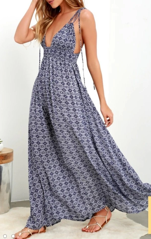 Field day navy blue print maxi dress clearance