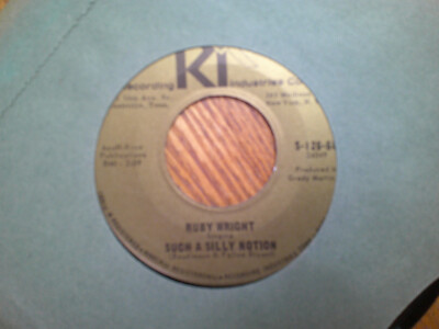 RI  7'' 45 RECORD/ RUBY WRIGHT/SUCH A SILLY NOTION/DERN YA/ EX++ 1964 NOVELTY