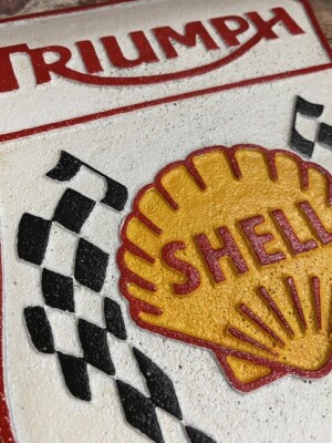 TRIUMPH SHELL 鋳鉄製　 サインプレート　アンティーク TRIUMPH SHELL 鋳鉄製 サインプレート アンティーク TRIUMPH SHELL