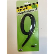 3D Black Plastic House Number 9 HY-KO 4 inch
