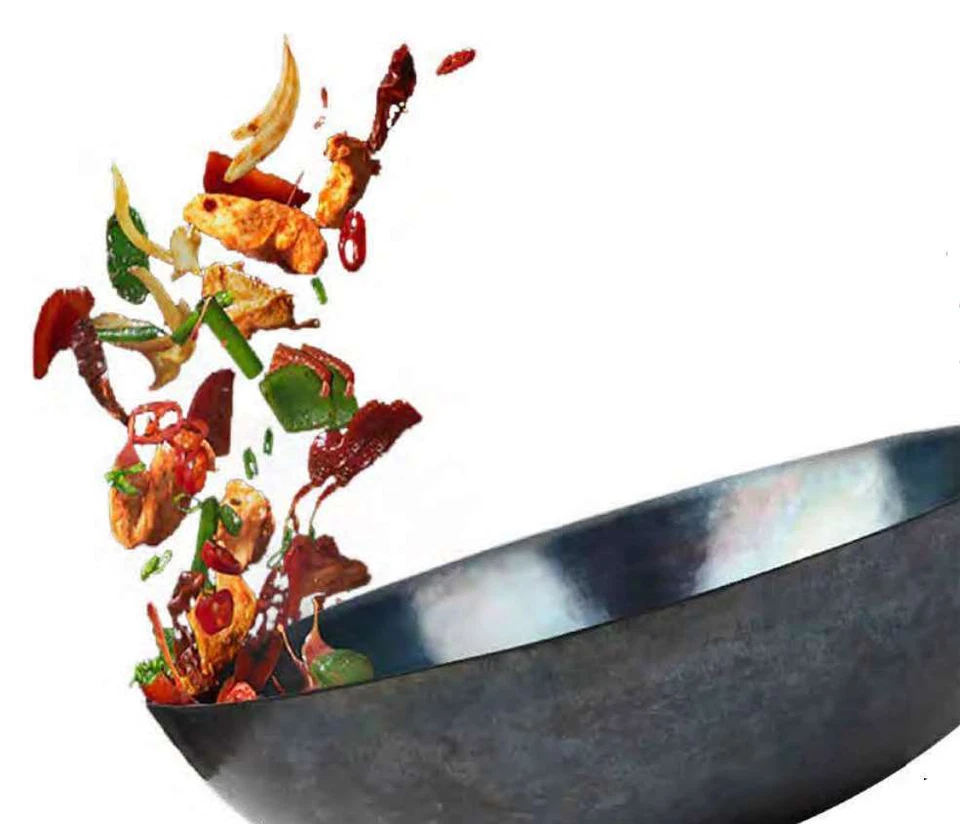 Wok Pfanne Ø 30 - 75 cm runder Boden Carbon Stahl Gasherde Grill Induktionsmulde - Bild 2 von 4