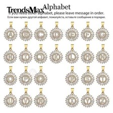 Gold Filled Initial Letter A-Z Pendant Cubic Zirconia Rhinestone Charm Christmas