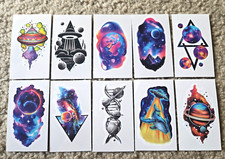 Temporary Tattoos 10 Sheets Waterproof - Space Moon Galactic Astronaut Planets