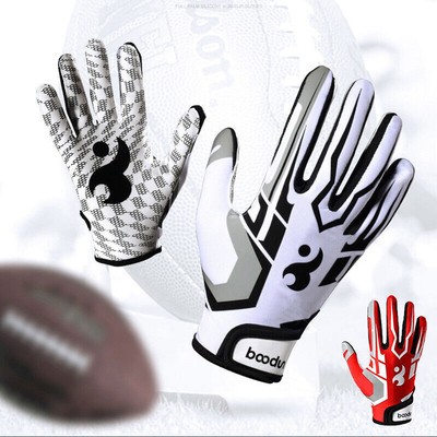 Boodun American Football Gloves Receiver Gloves Red/White Full Finger- DE