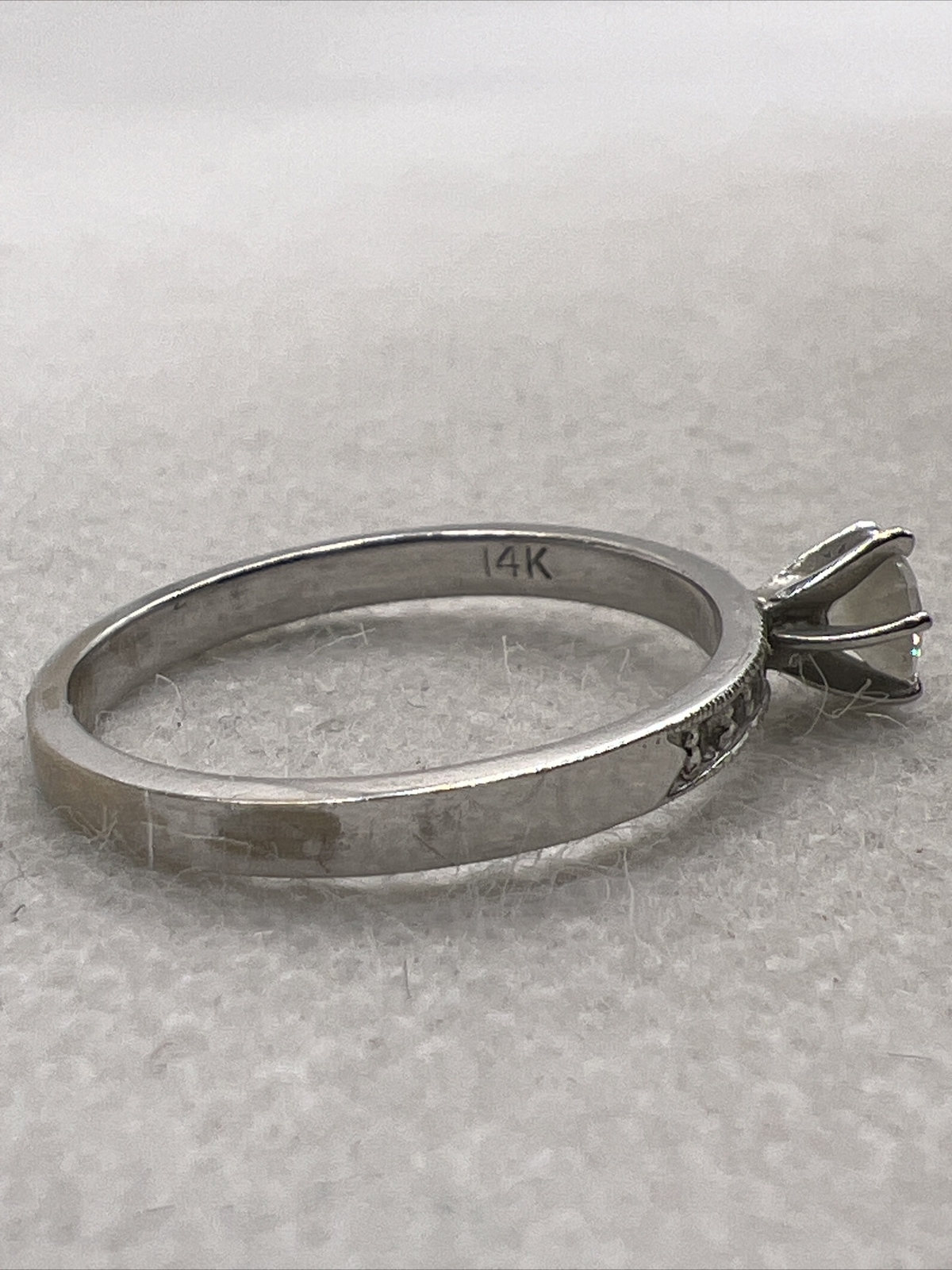 Solid 14K White Gold Solitaire Diamond Engagement… - image 2