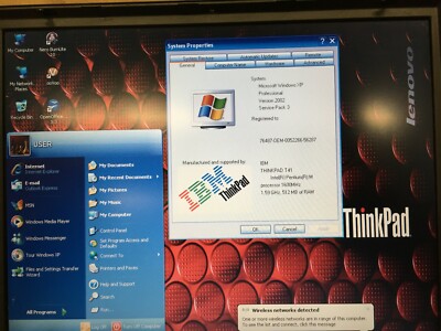 IBM THINKPAD T41 Vintage Laptop 1.60GHz 512MB RAM 80GB HDD WINDOWS