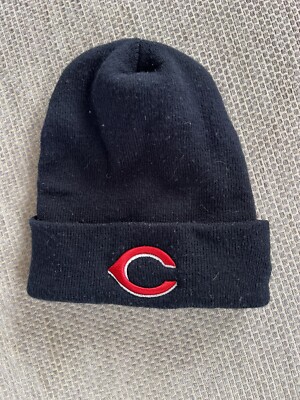 Cincinnati Reds Black Knit Baseball Team Beanie Hat Preowned