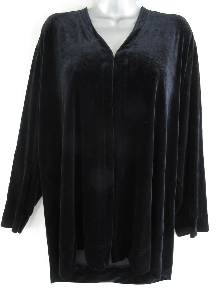 Liz Claiborne блузка черный бархат 2 X куртка слой длинным рукавом нарядный шикарный топ - Изображение 2 из 4
