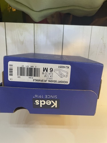 Keds Jr Sparkle Girls 6m Nib White Silver Glitter Toddler Shoe - Picture 4 of 4