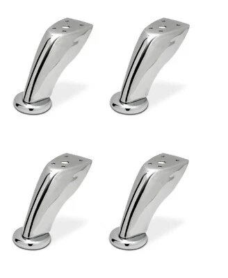 Legs for Furniture Cabinet Sofa Tables Foot - 100 mm Chrome Steel pack of 4 GTV