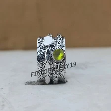 Peridot Ring 925 Sterling Silver Ring Spinner Ring Meditation Ring Jewelry RM20